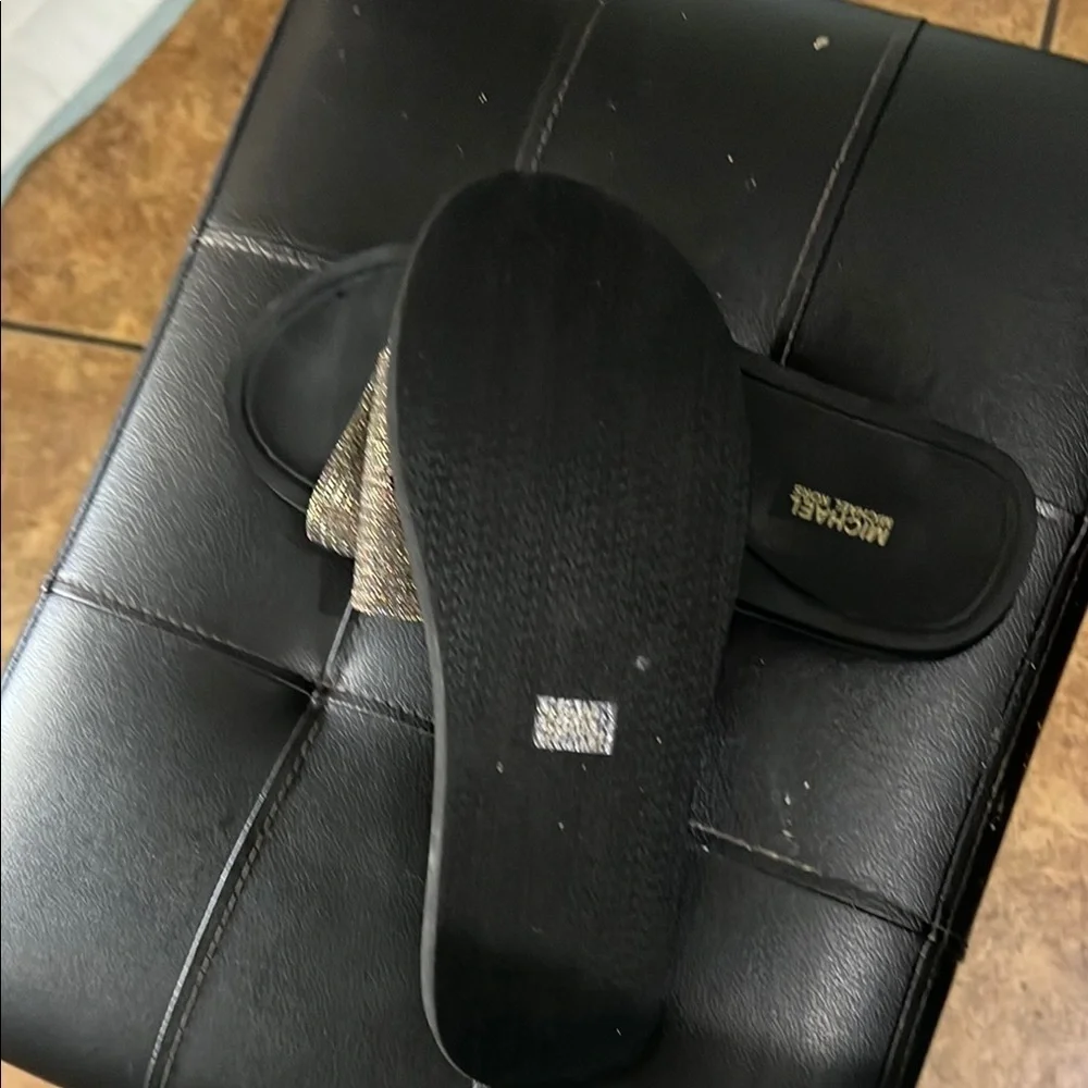 Michael Kors Glittery Gold and Black Slides